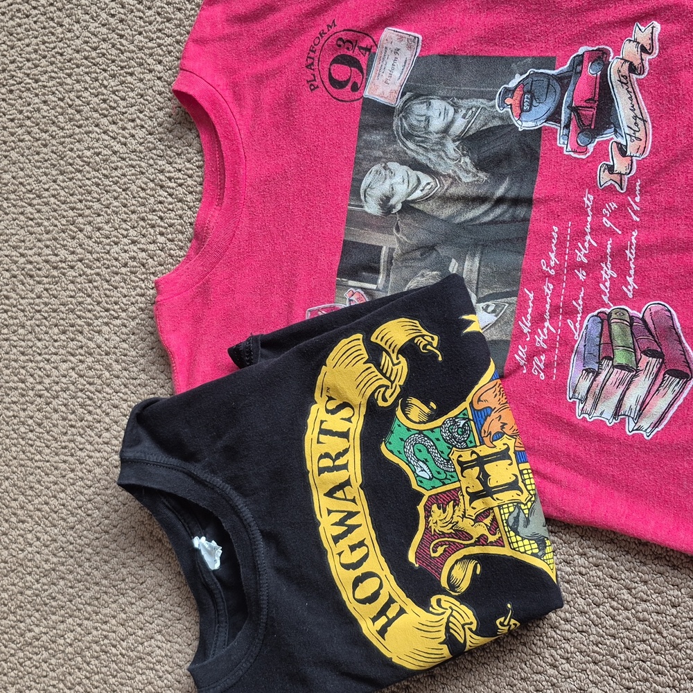 Lot of 2 HARRY POTTER hogwarts T-shirts Size S